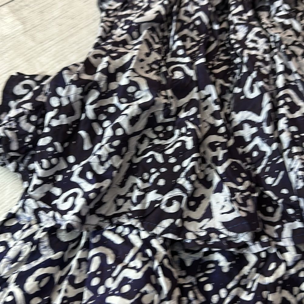 Purple Patterned High-Low Ruffle Dress - Picture 9 of 11